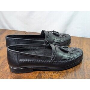Giorgio Brutini Tassel Loafers Men's Shoes Size 11M Gordy Blk Leather Woven